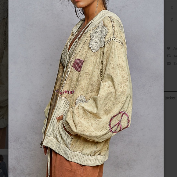 POL “ Jona 2 “ POL French Terry Hoodie Jacket Shacket with Crochet Detail - Picture 3 of 5